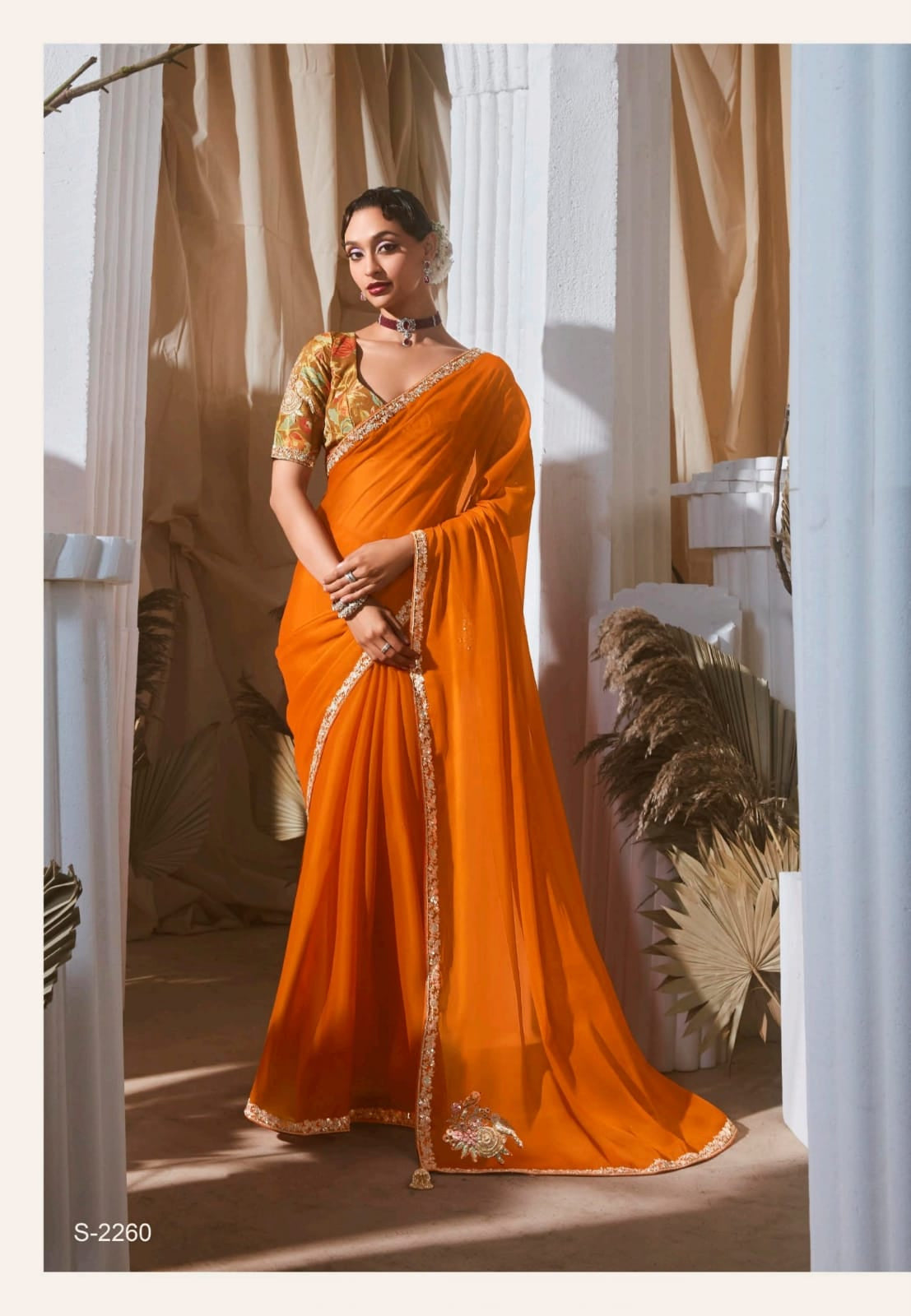 Lace Embroidered Georgette Fancy Saree