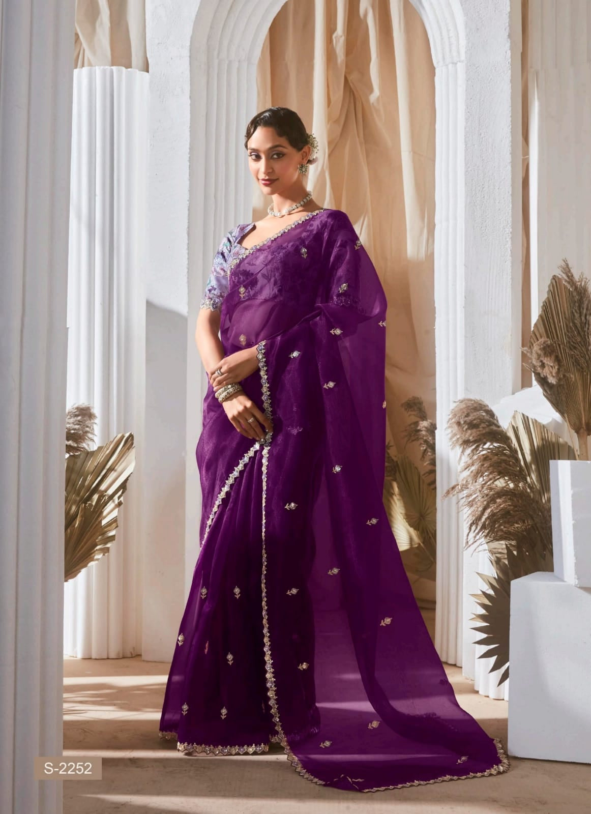 Lace Embroidered Georgette Fancy Saree