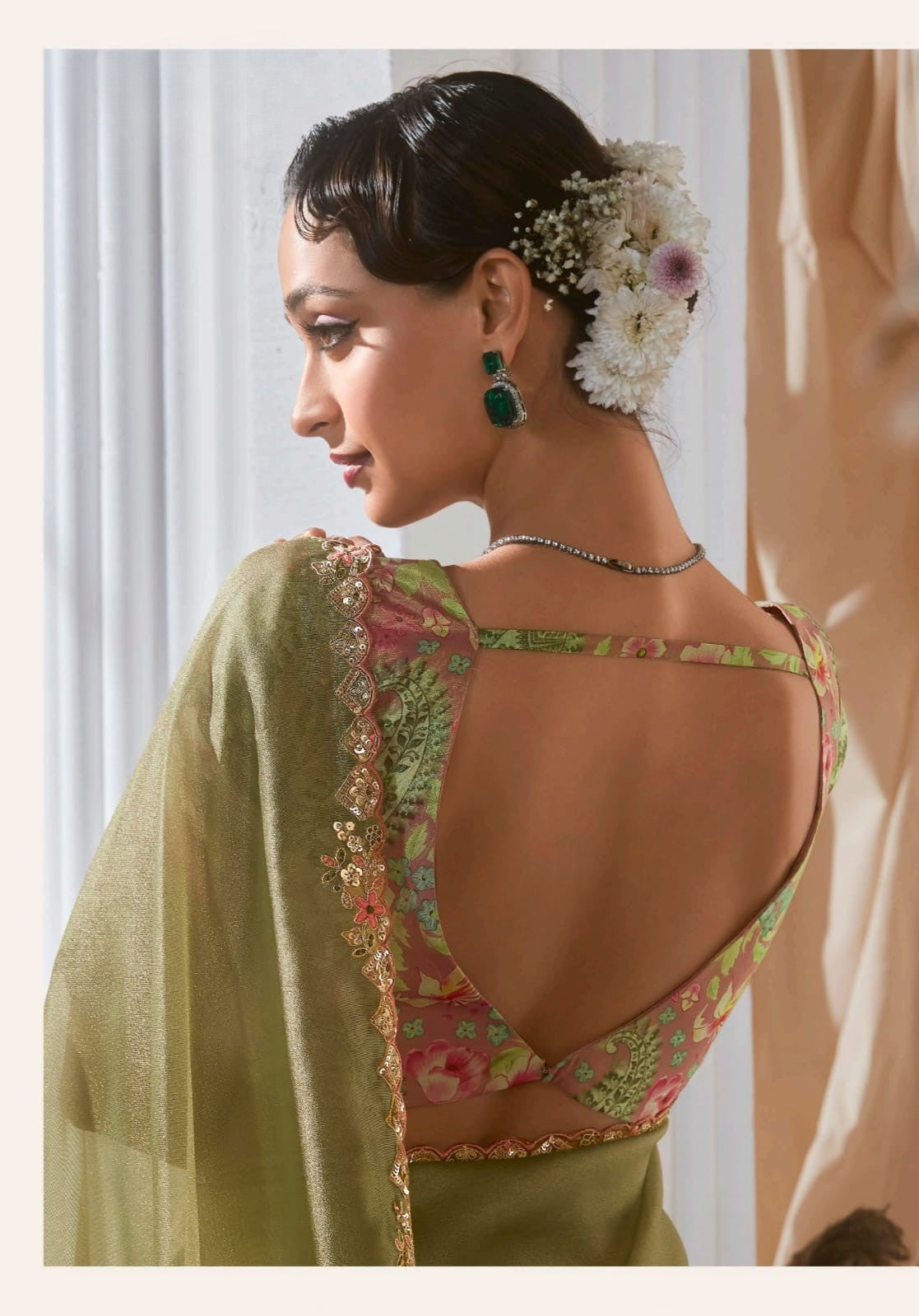 Lace Embroidered Georgette Fancy Saree