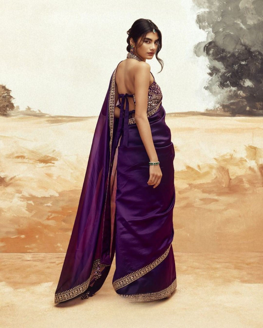 Shimmering Soft Jimi Chu Saree with Sequins Dori & Fancy Latkan