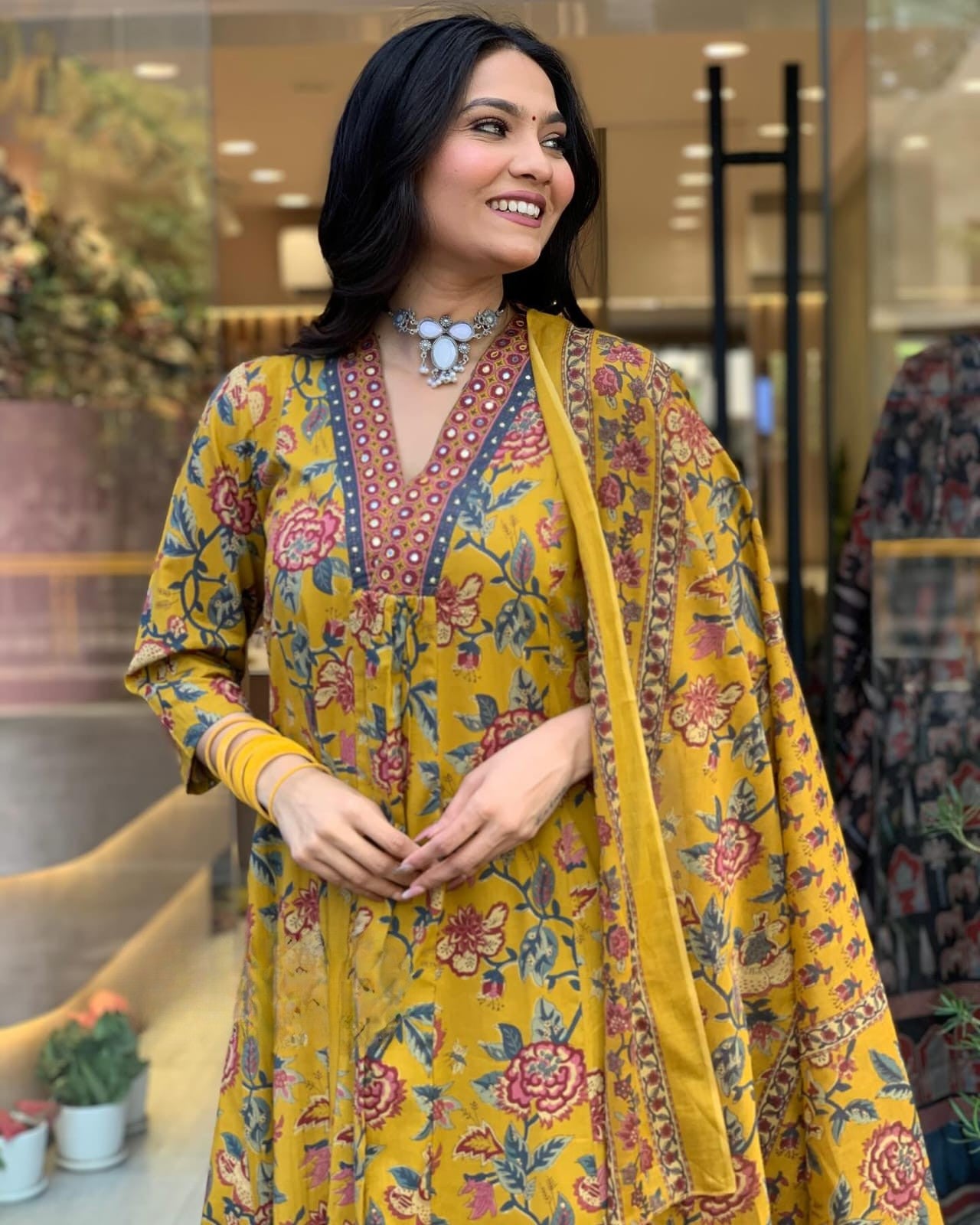 Pure cambric cotton printed kurta & pant with dupatta