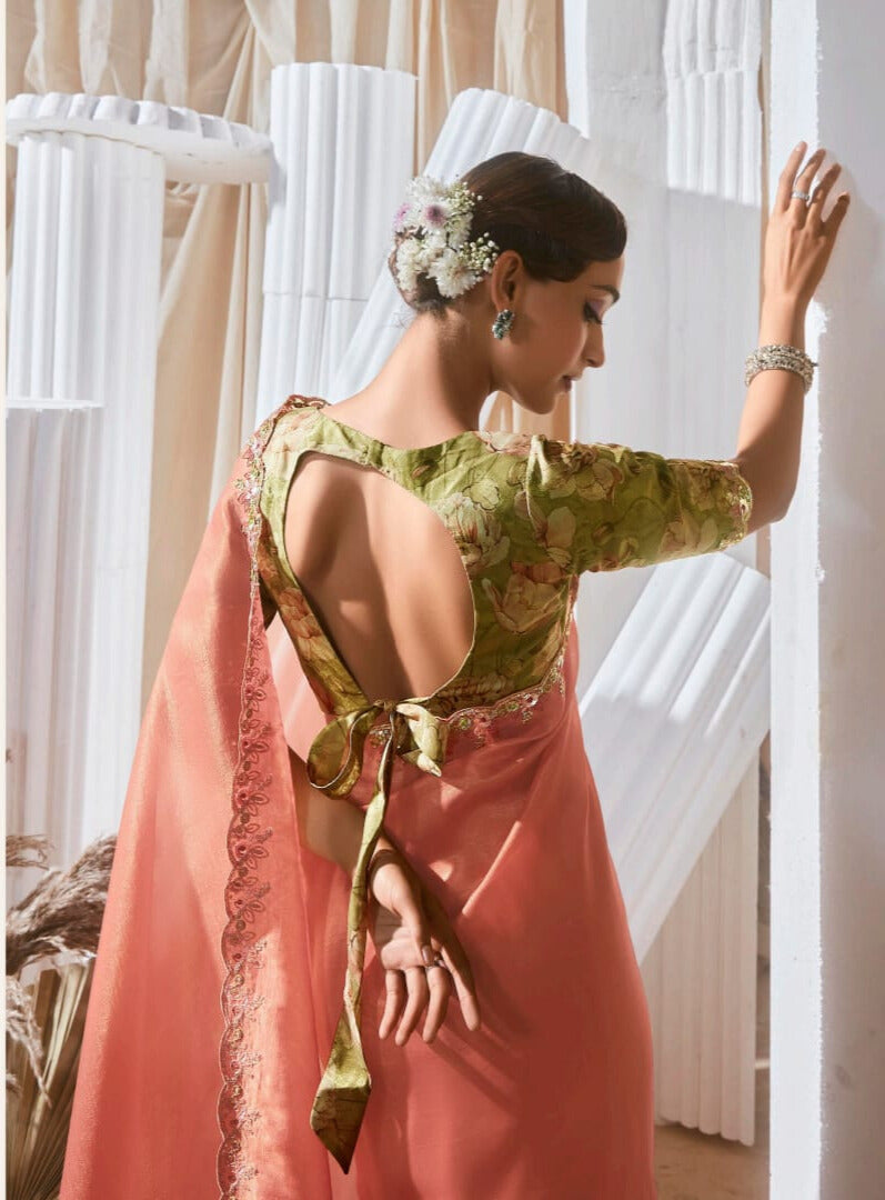 Lace Embroidered Georgette Fancy Saree