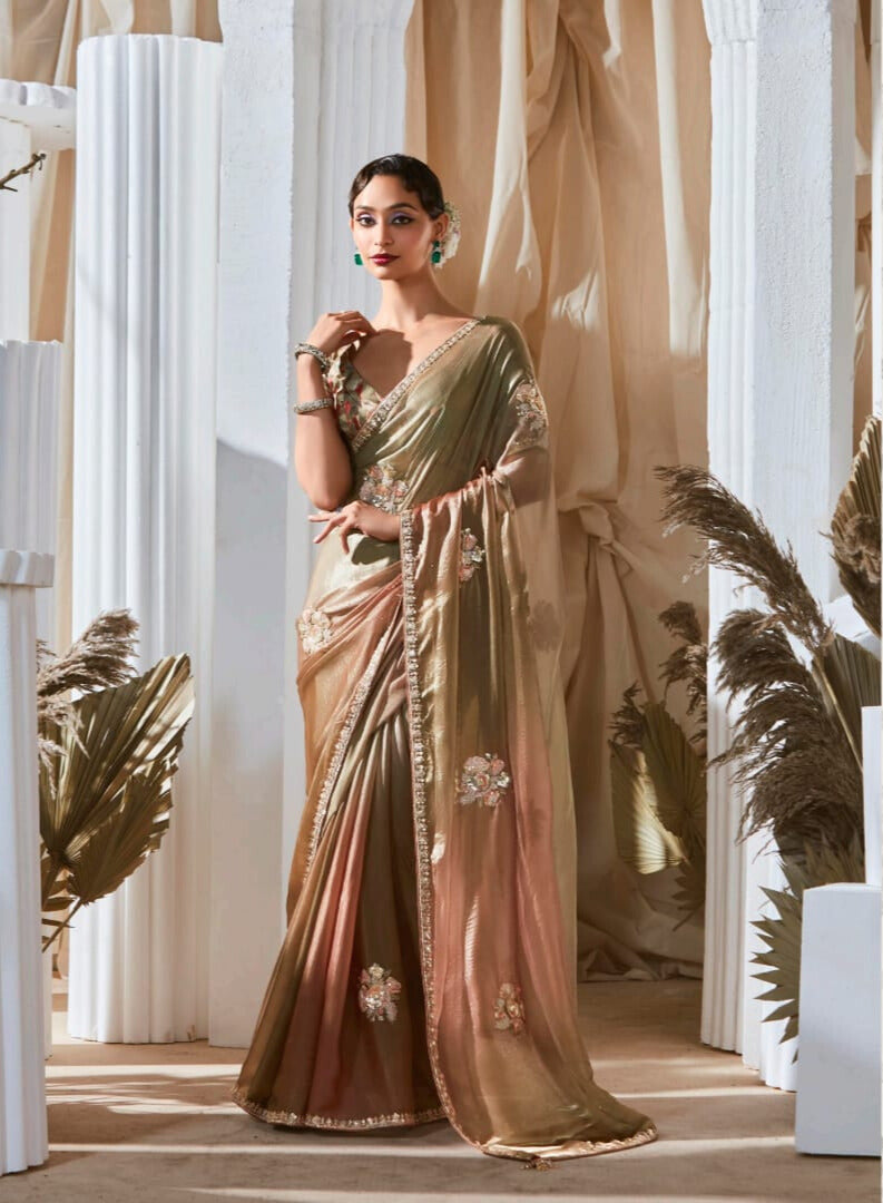 Lace Embroidered Georgette Fancy Saree