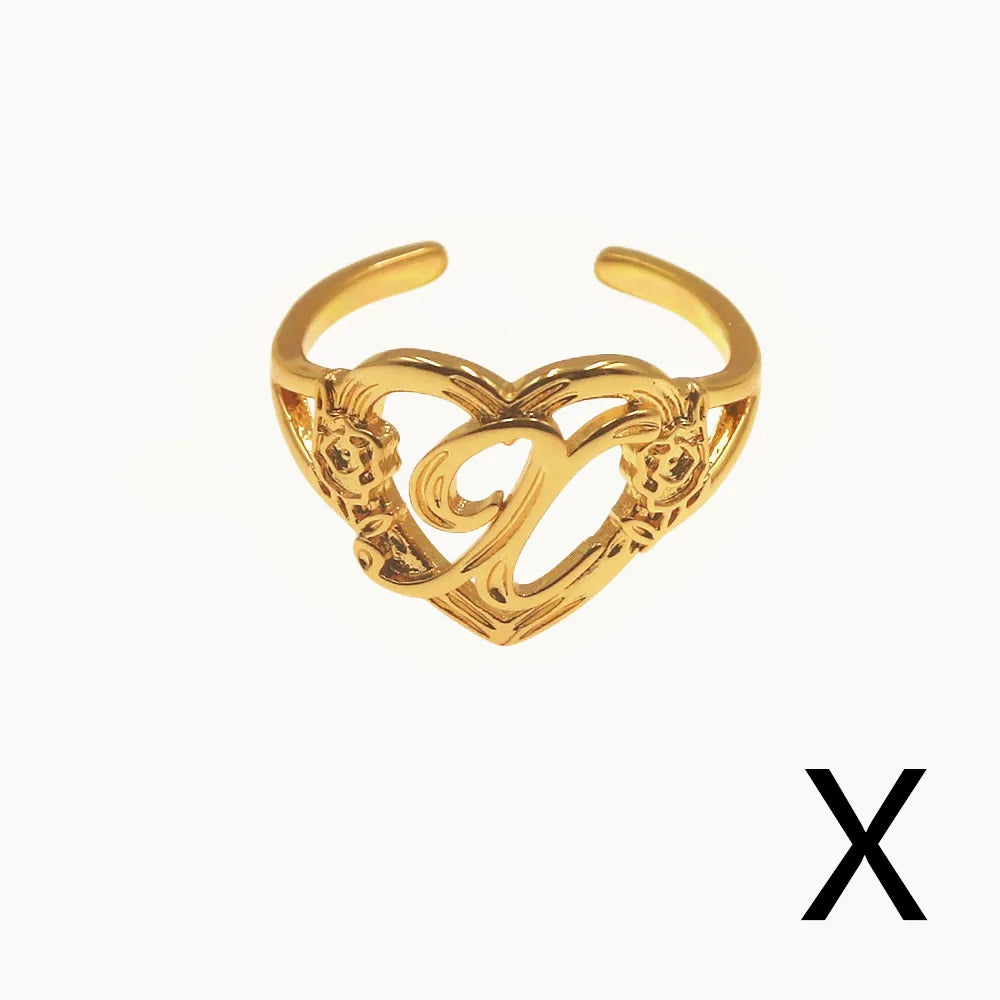 Personalized Initials Heart Adjustable Ring