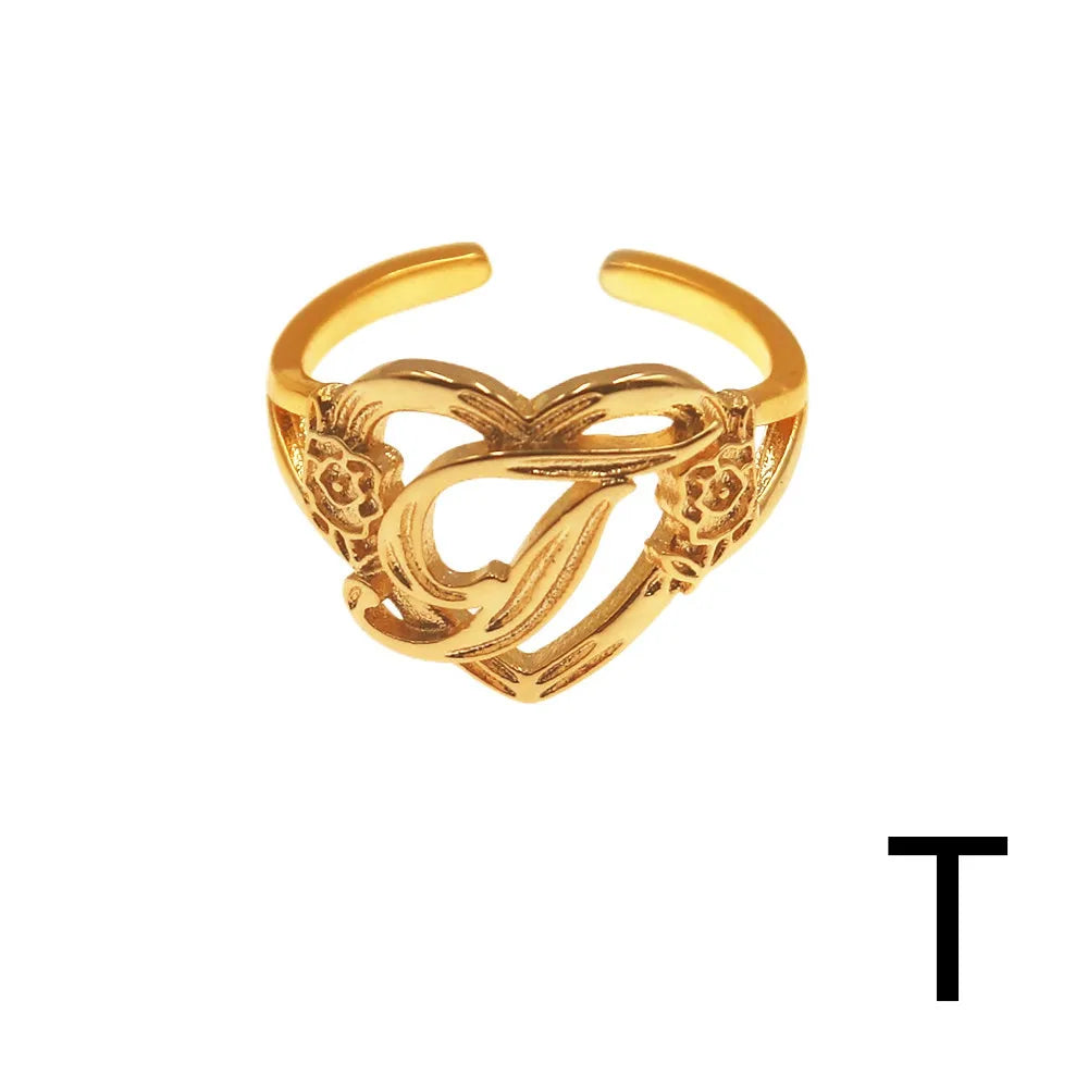 Personalized Initials Heart Adjustable Ring
