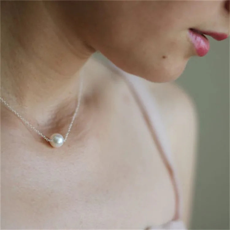 Imitation Pearl Green Rose Color Stone Necklace