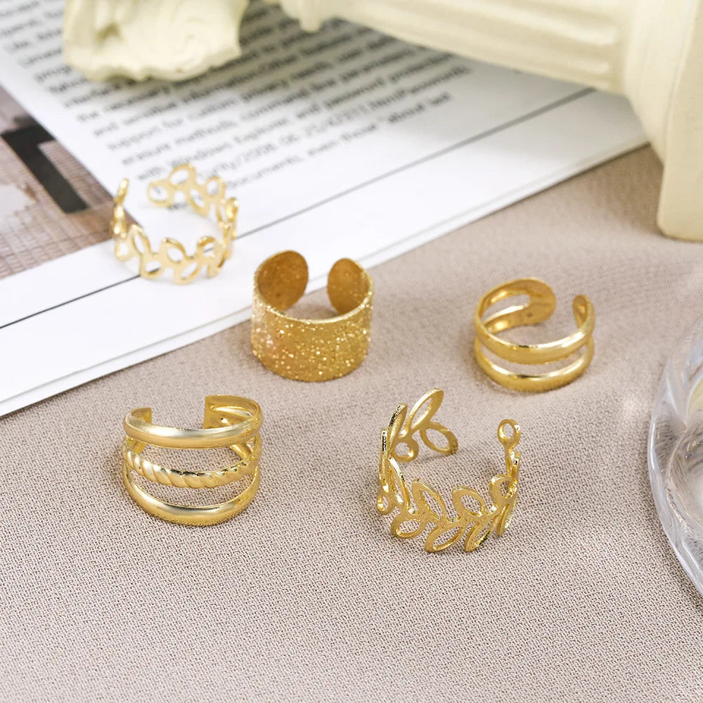 5Pcs/Lot Gold Color Leaves Non-Piercing Ear Cuff