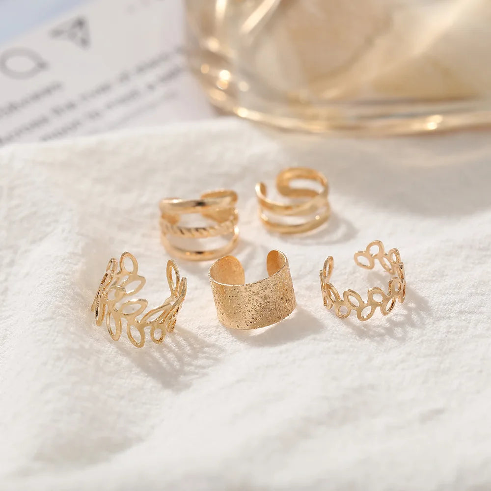 5Pcs/Lot Gold Color Leaves Non-Piercing Ear Cuff