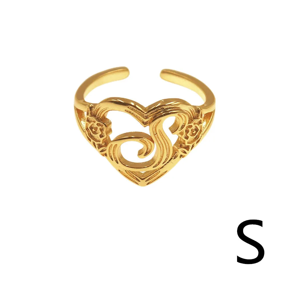 Personalized Initials Heart Adjustable Ring