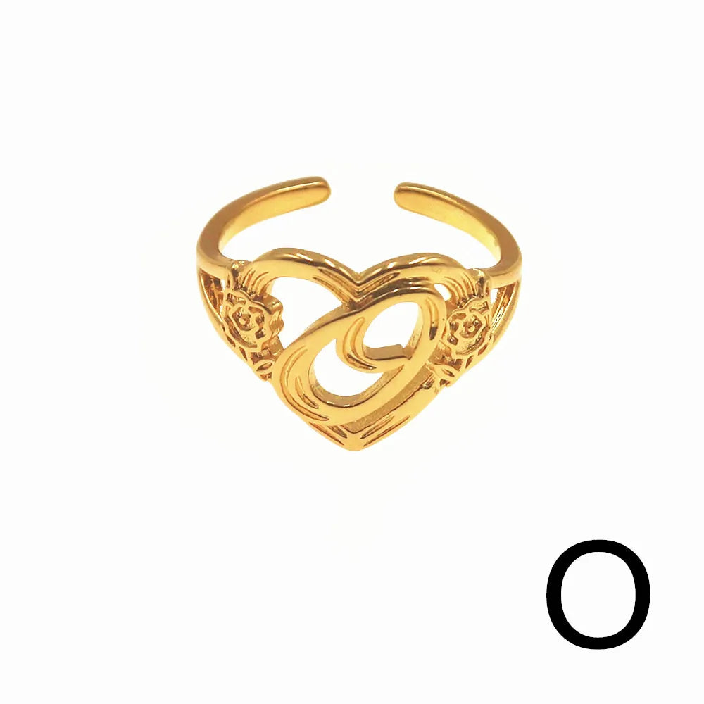 Personalized Initials Heart Adjustable Ring