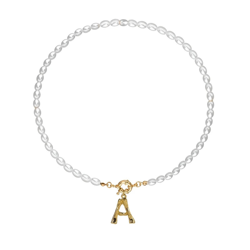 Initials Imitation Pearl Necklace