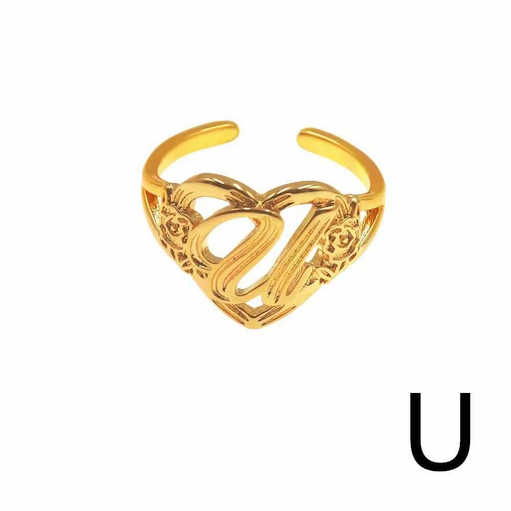 Personalized Initials Heart Adjustable Ring
