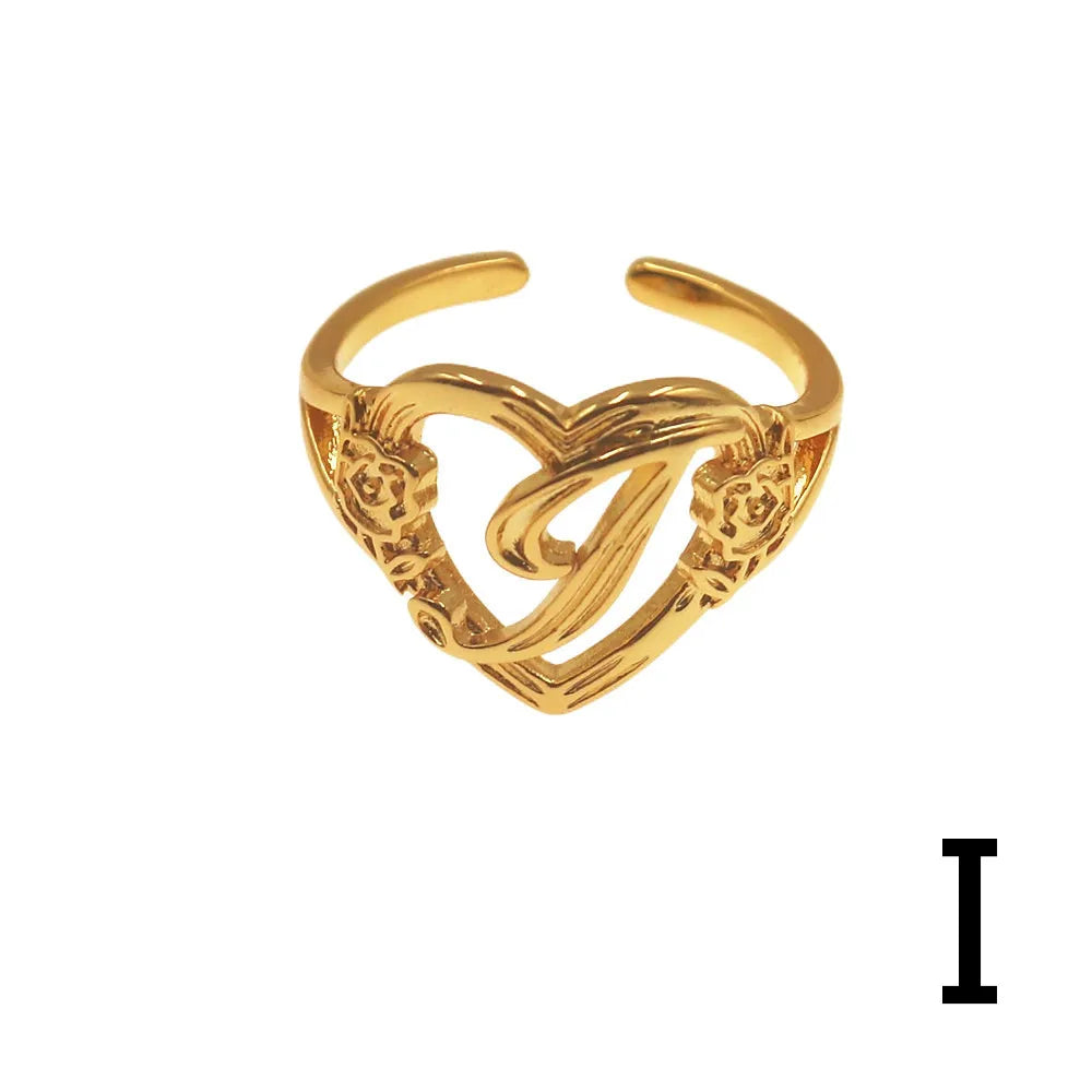 Personalized Initials Heart Adjustable Ring