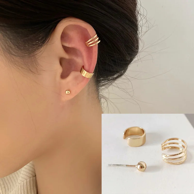 5Pcs/Lot Gold Color Leaves Non-Piercing Ear Cuff