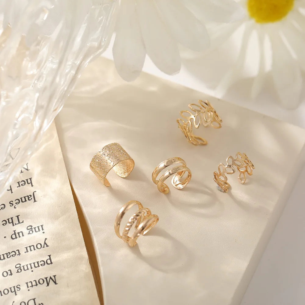 5Pcs/Lot Gold Color Leaves Non-Piercing Ear Cuff