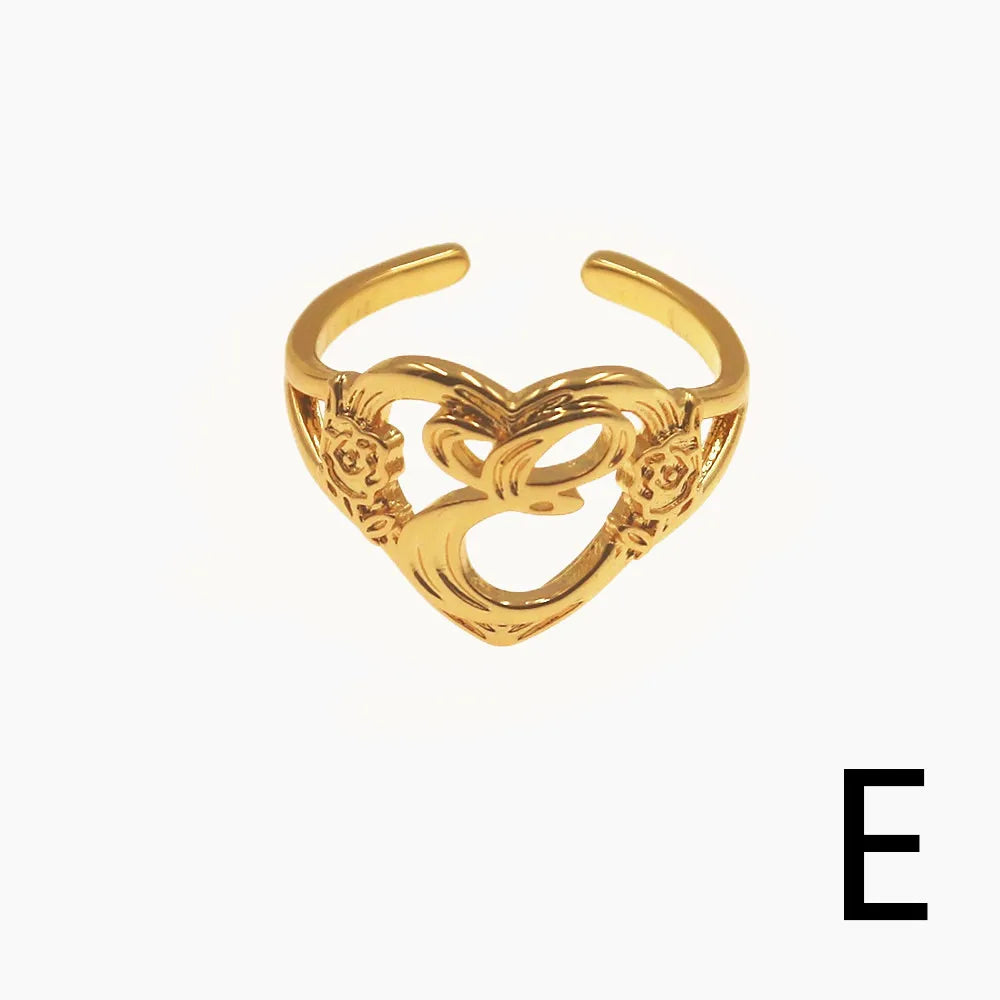 Personalized Initials Heart Adjustable Ring
