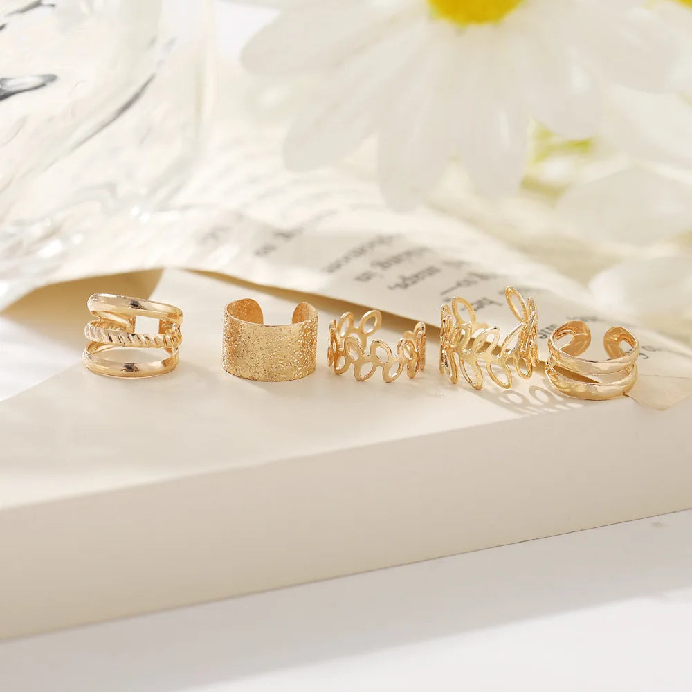 5Pcs/Lot Gold Color Leaves Non-Piercing Ear Cuff