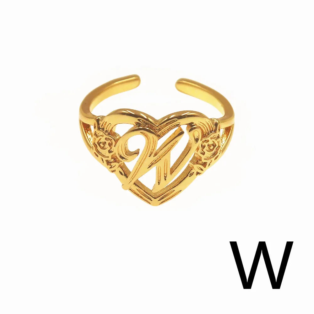 Personalized Initials Heart Adjustable Ring