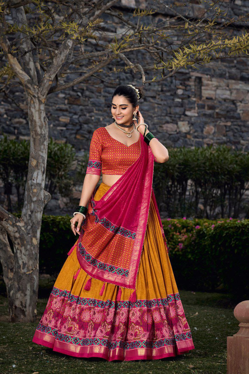 Model wearing Tussar Silk