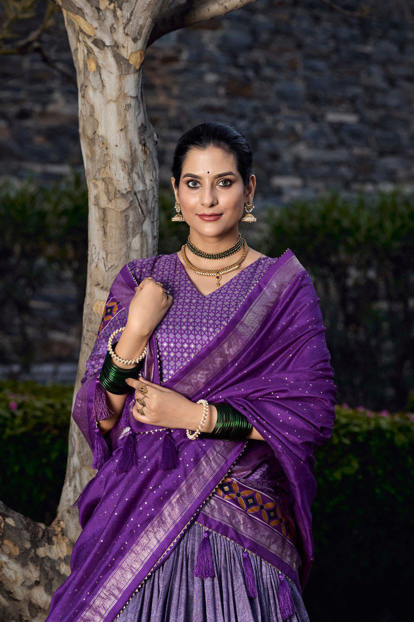Model wearing Tussar Silk