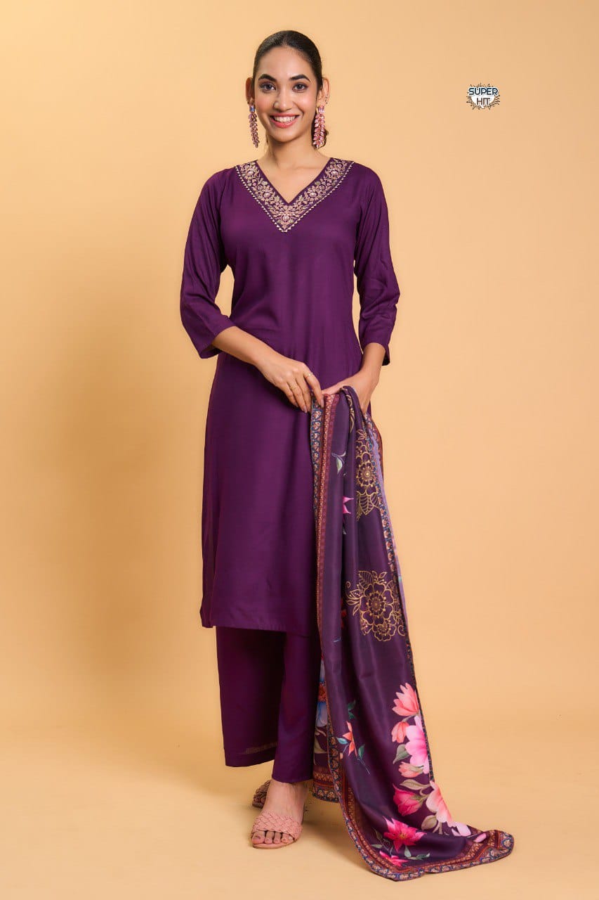 V Neck Style Kurti With Heavy Rayon & Embroidery Work
