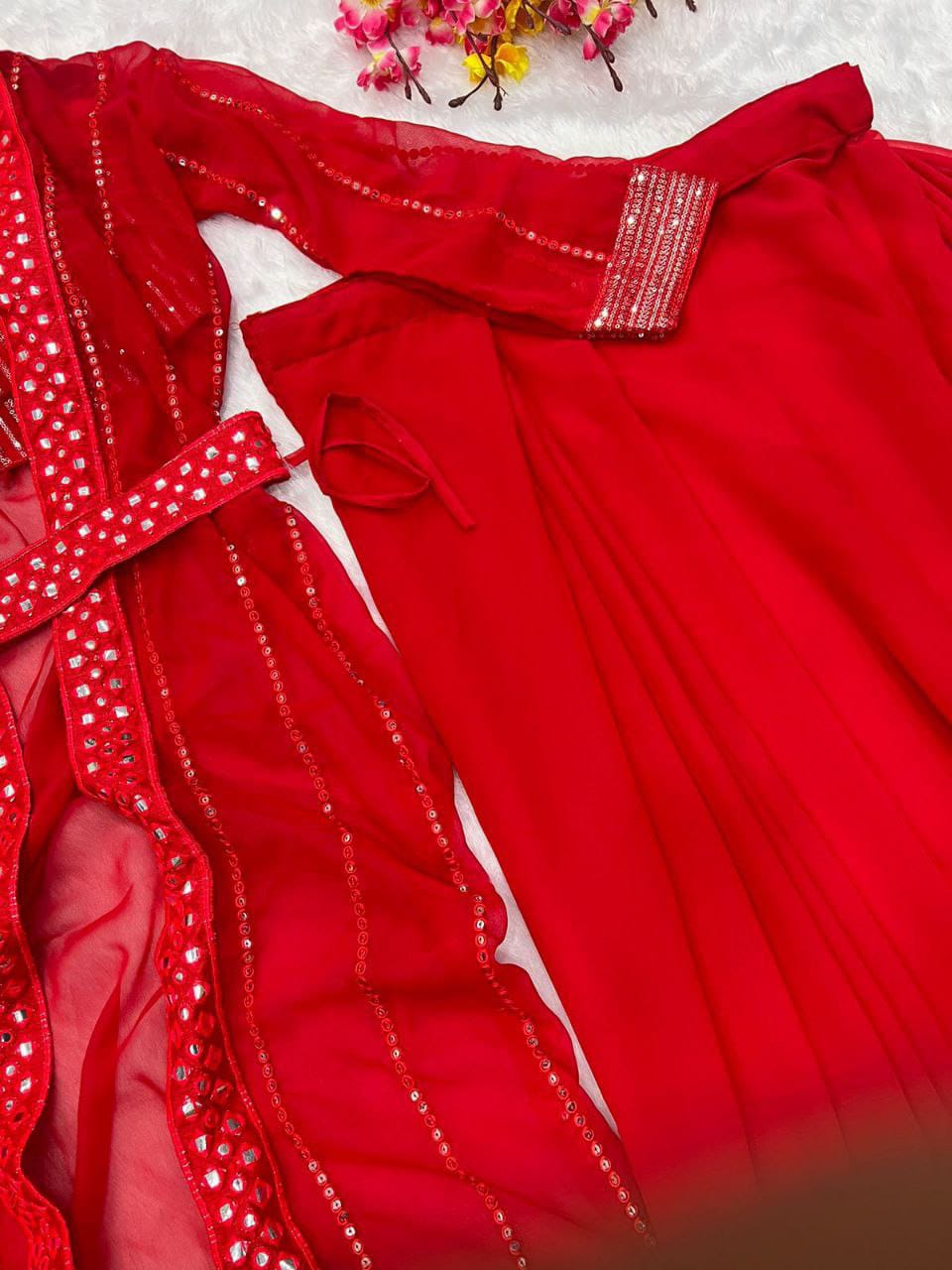 Georgette Embroidered Sequence Ready To Wear Saree