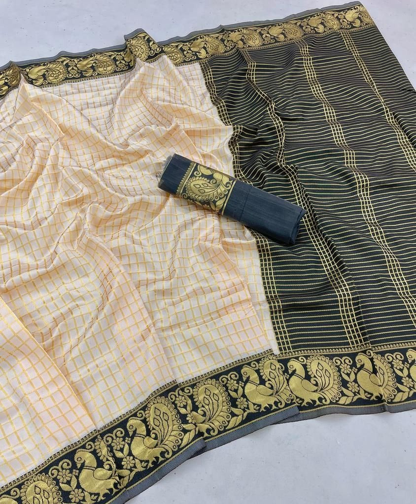 Soft Lichi Silk Jacquard Work Saree With Weaving Rich Pallu