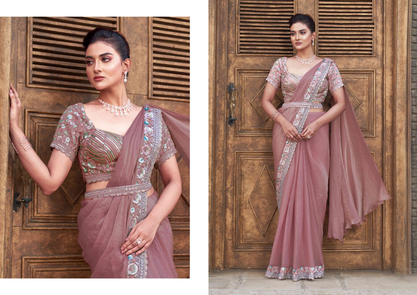Embroidery Work Fancy Lace ready to Wear Saree