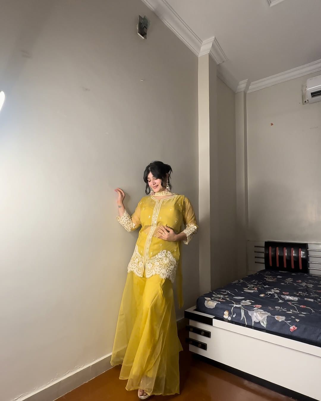 Indo-Western Soft Organza With Sequence Work Palazzo Suit