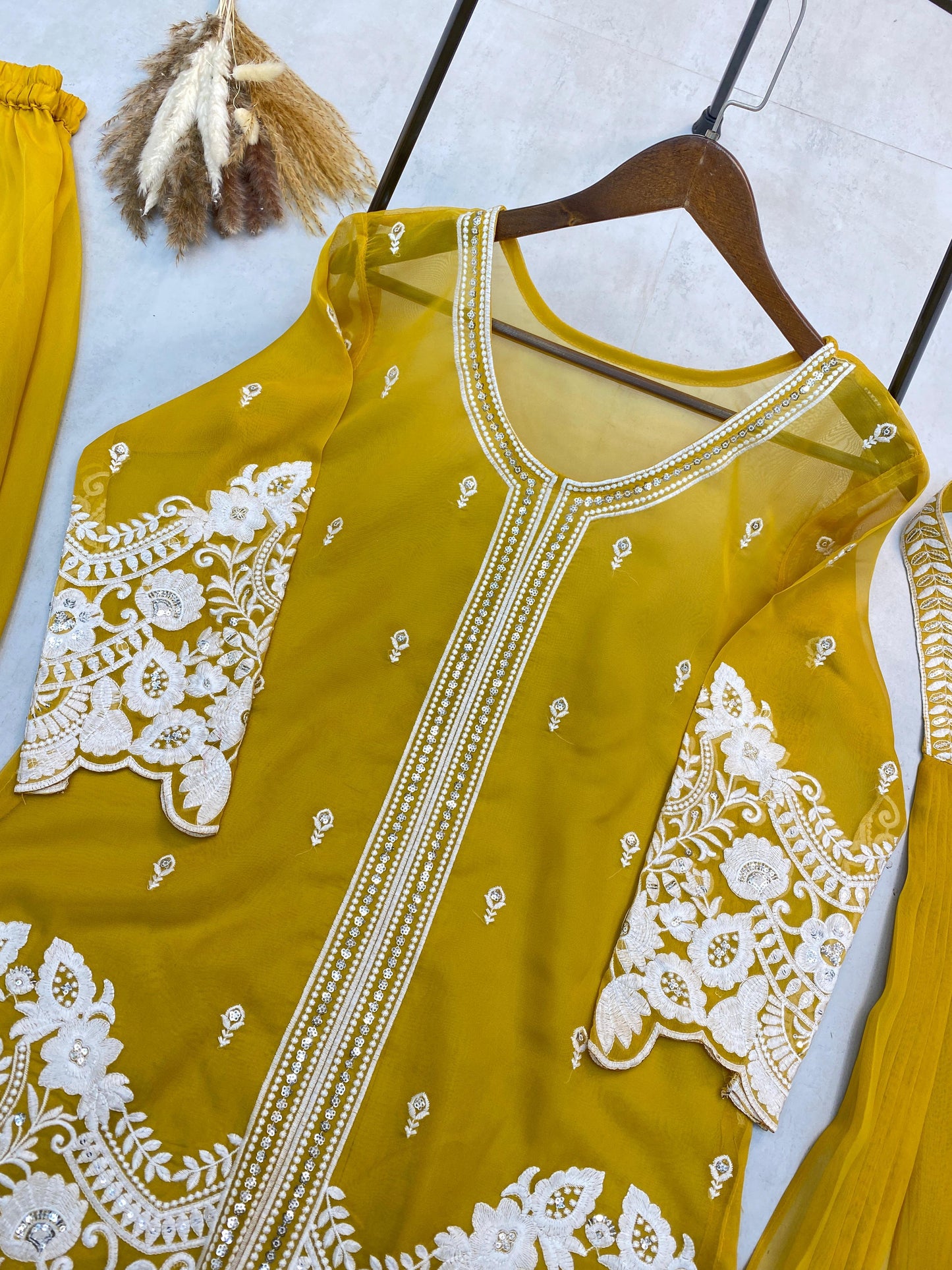 Indo-Western Soft Organza With Sequence Work Palazzo Suit