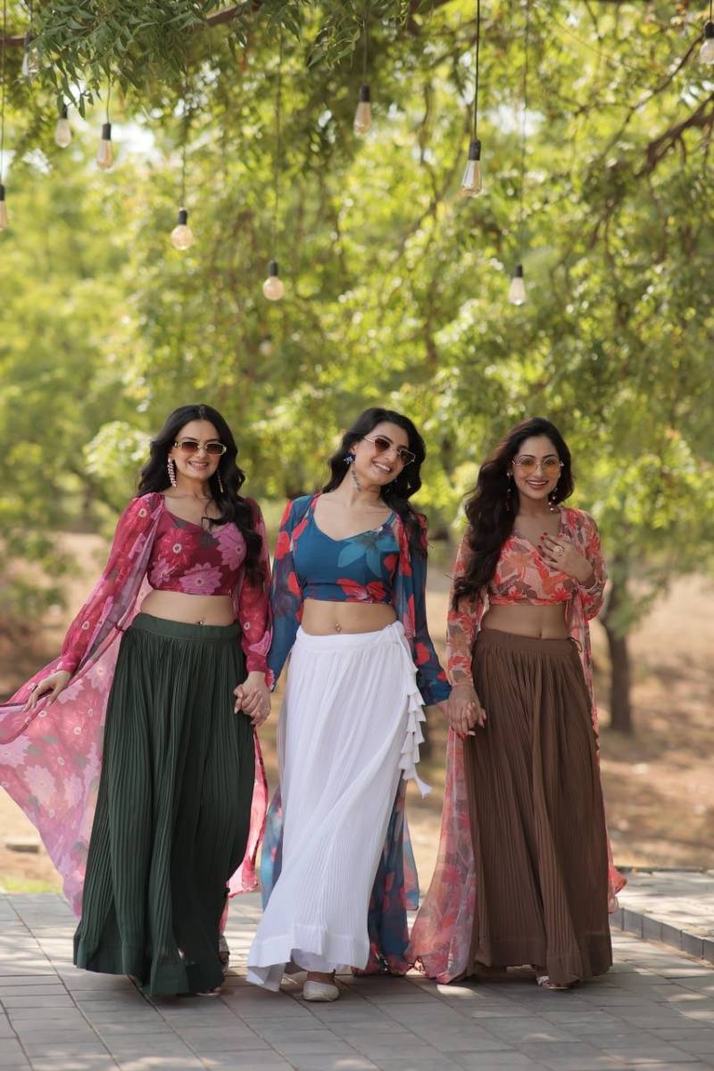 Designer Floral Lehenga Choli With Shrug