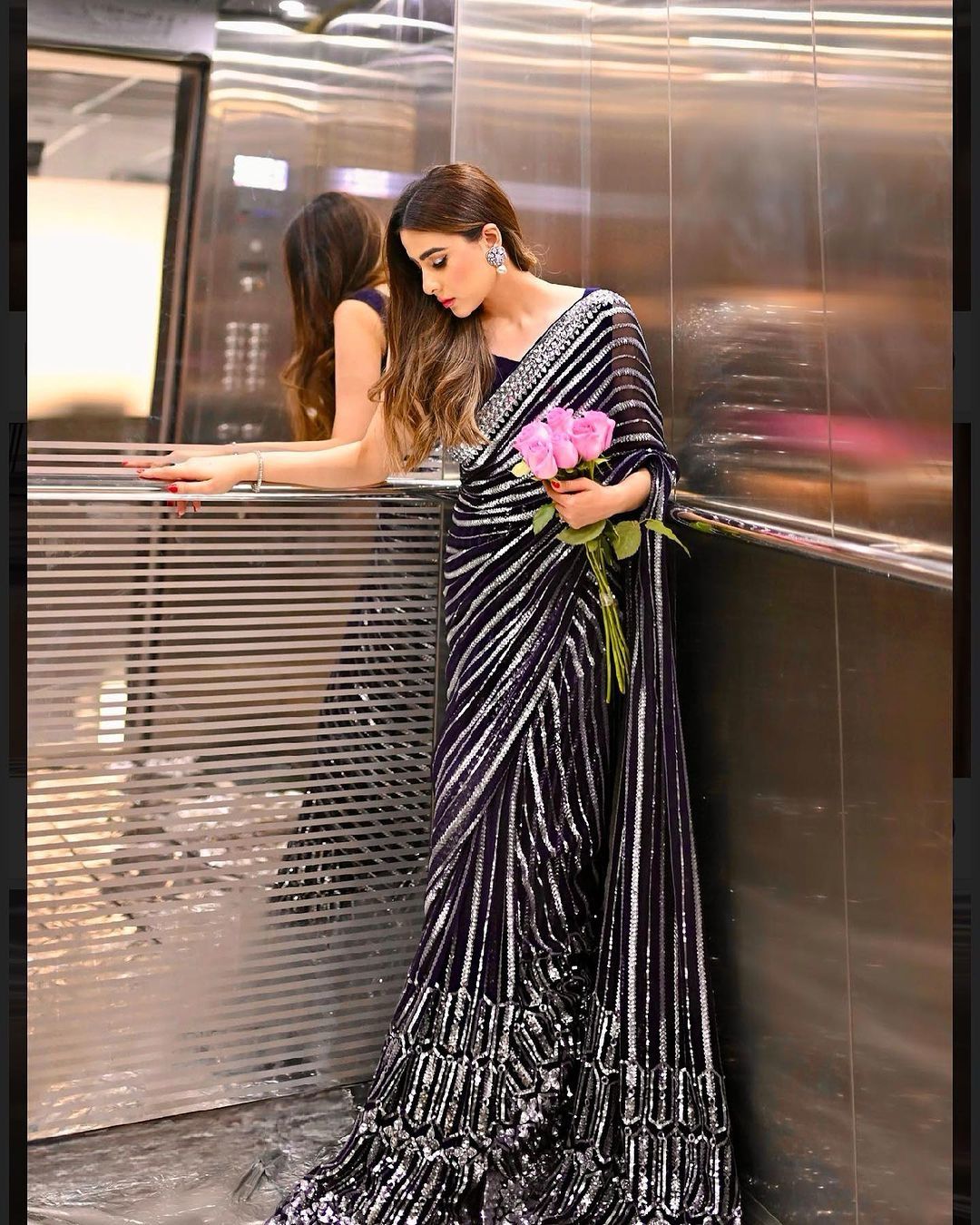Soft Georgette Fabric Embroidery Sequence Saree