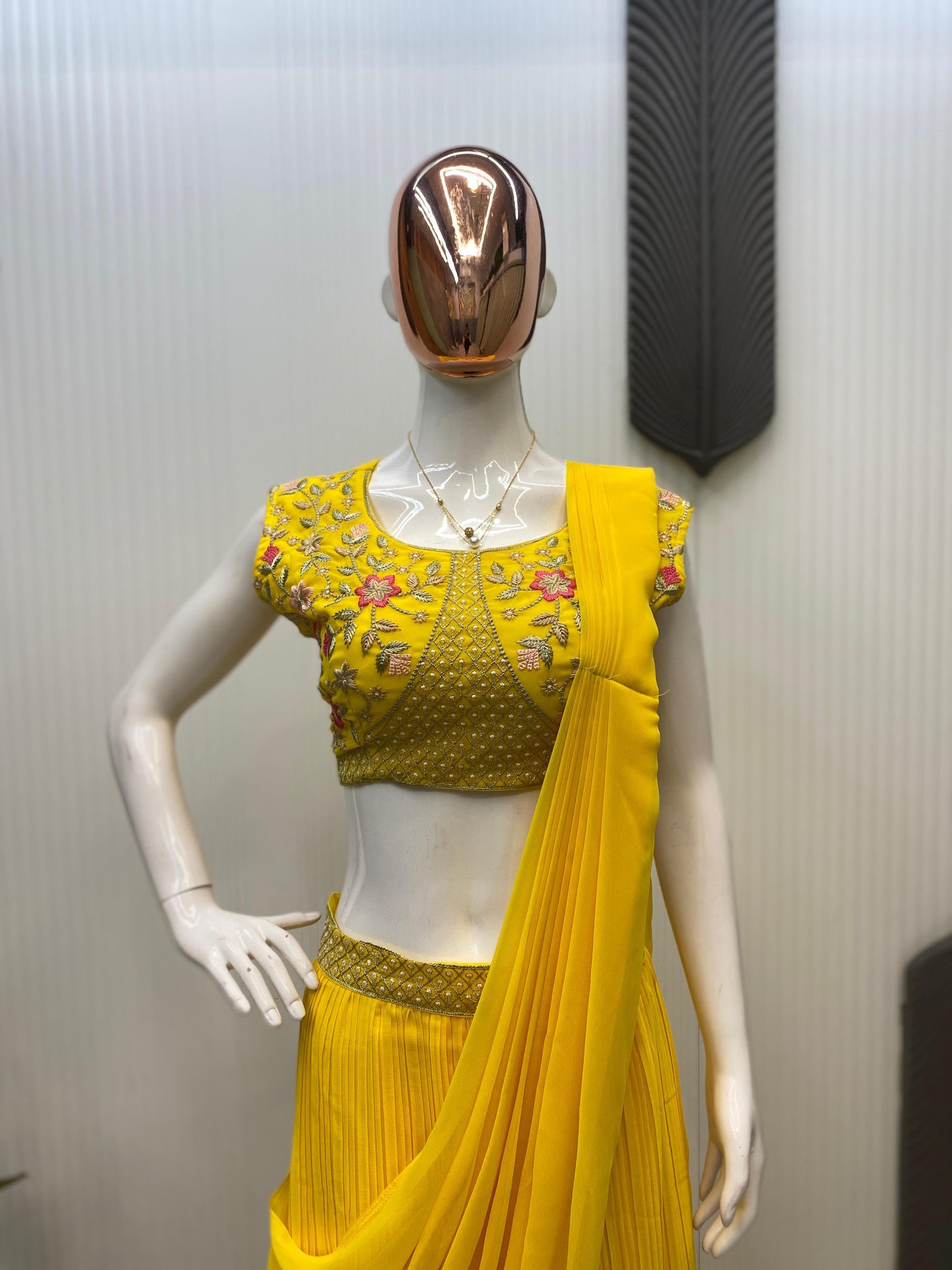Georgette With Embroidery Western Style Ready To Wear Saree With Jacket
