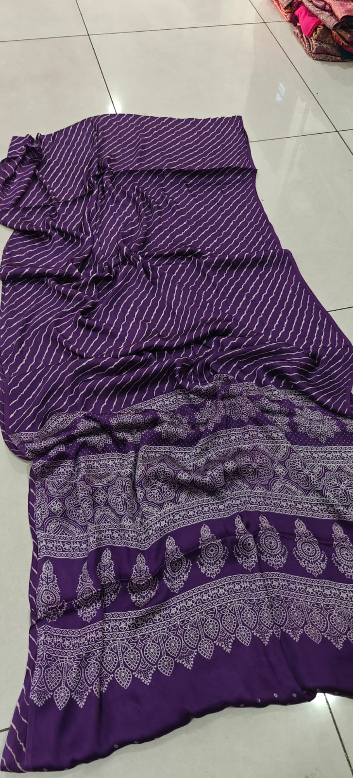 Modal Mashroo Silk Ajrakh Saree