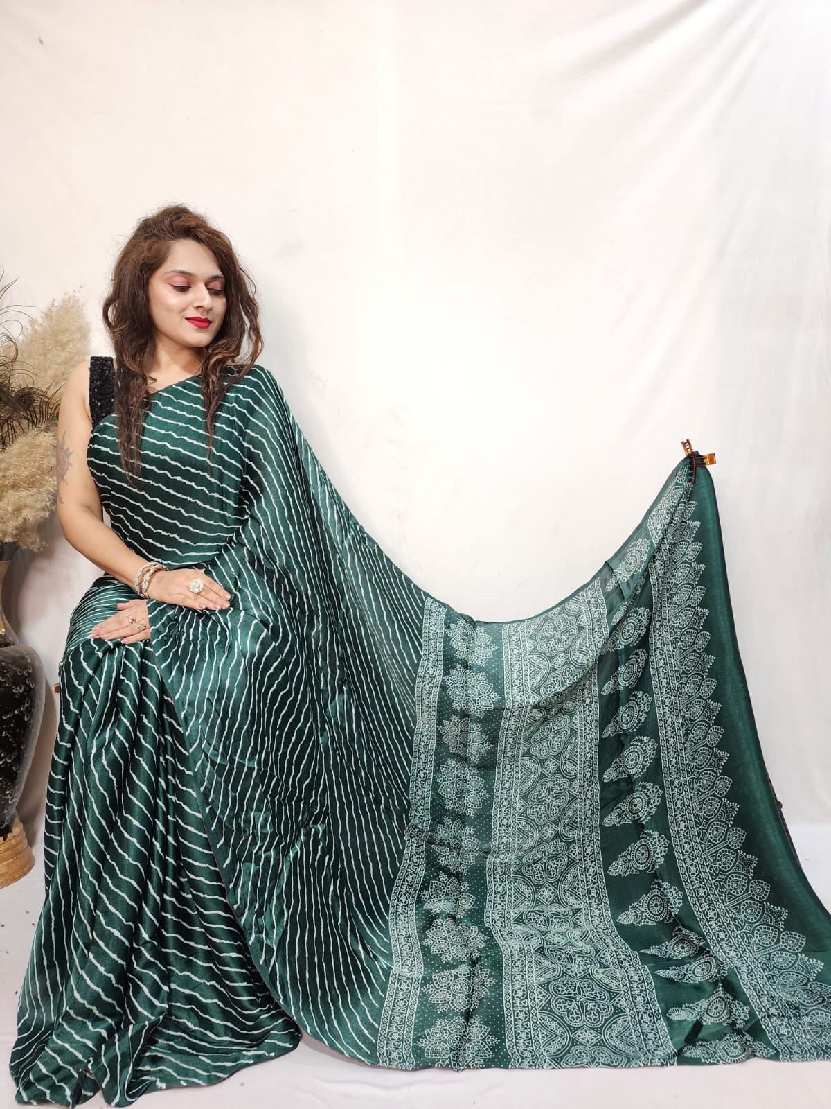 Modal Mashroo Silk Ajrakh Saree