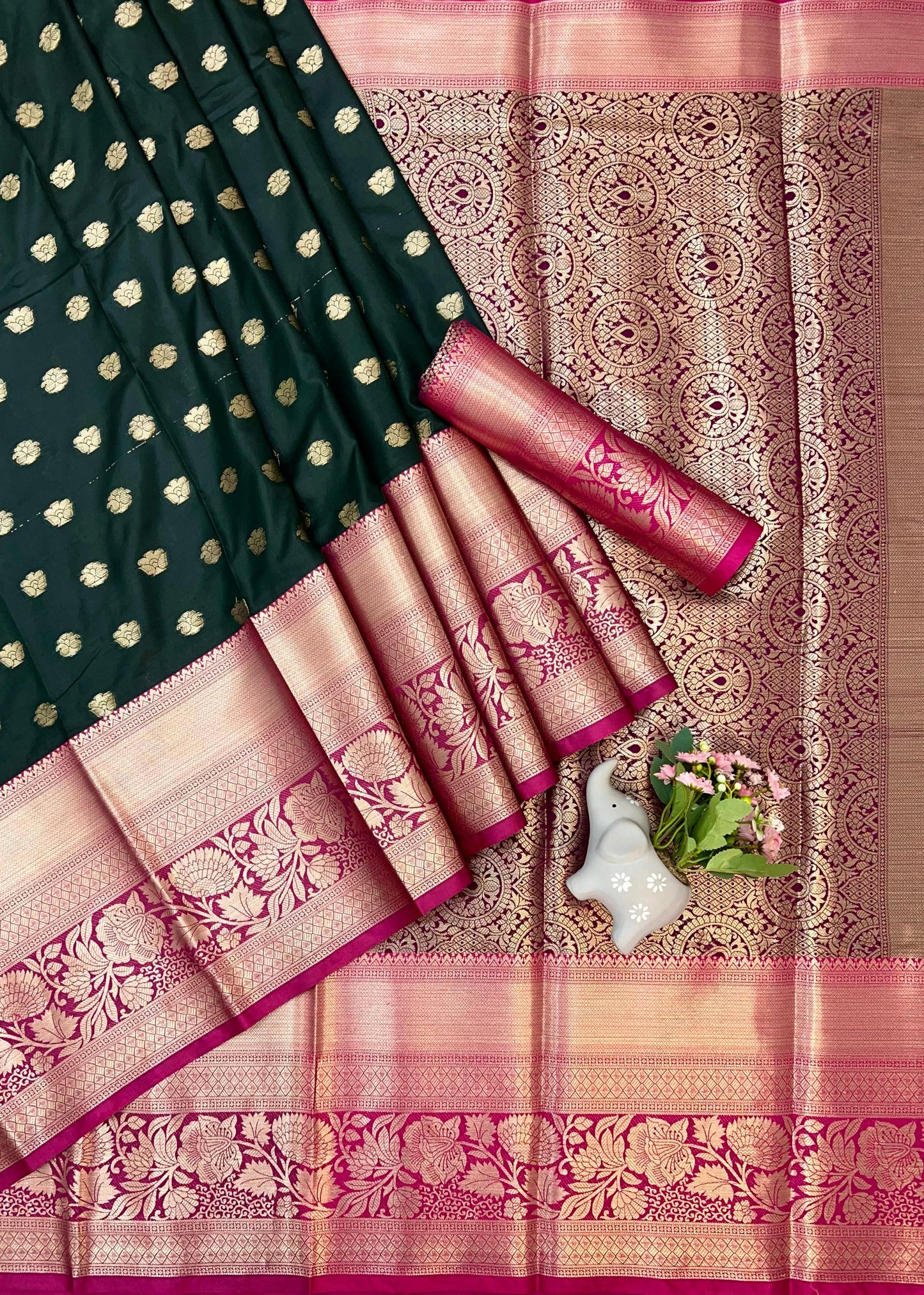 Pure Soft Lichi Silk Saree With Beautiful Zari Weaving With Mina Butta Work