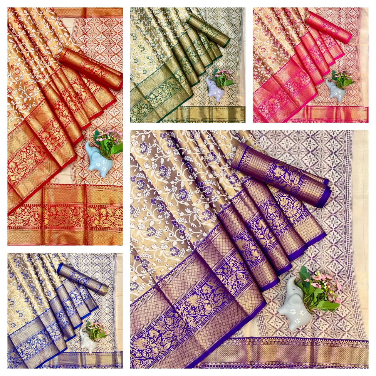 Kanjivaram Silk With Heavy Mina Weaving Saree with Contrast Weaving Brocket Blouse