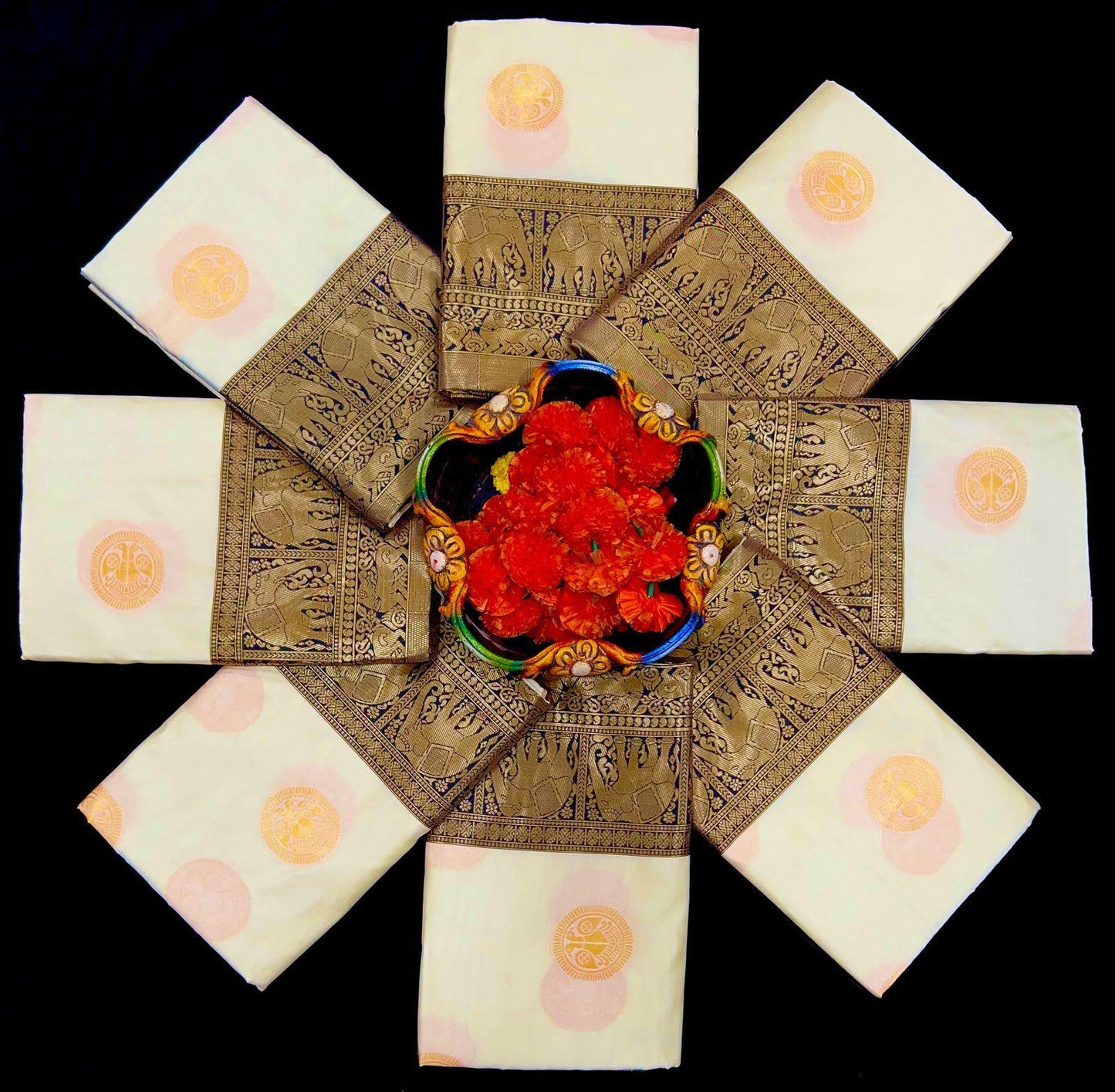 Black & White Jacquard Soft Lichi Silk Saree