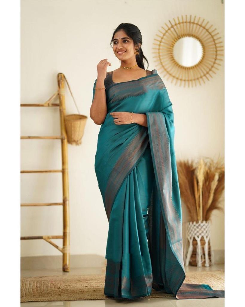Party Wear Jacquard Soft Lichi Silk Saree With Beautiful Rich Pallu