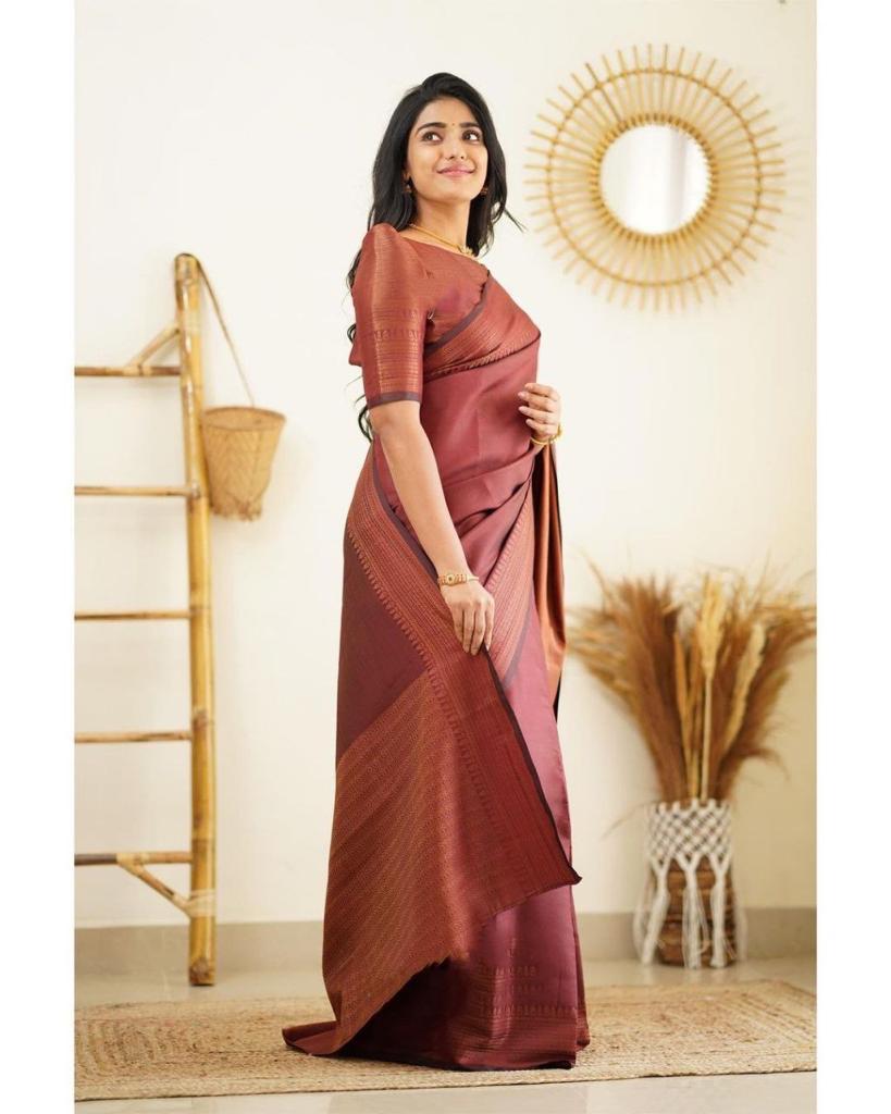 Party Wear Jacquard Soft Lichi Silk Saree With Beautiful Rich Pallu