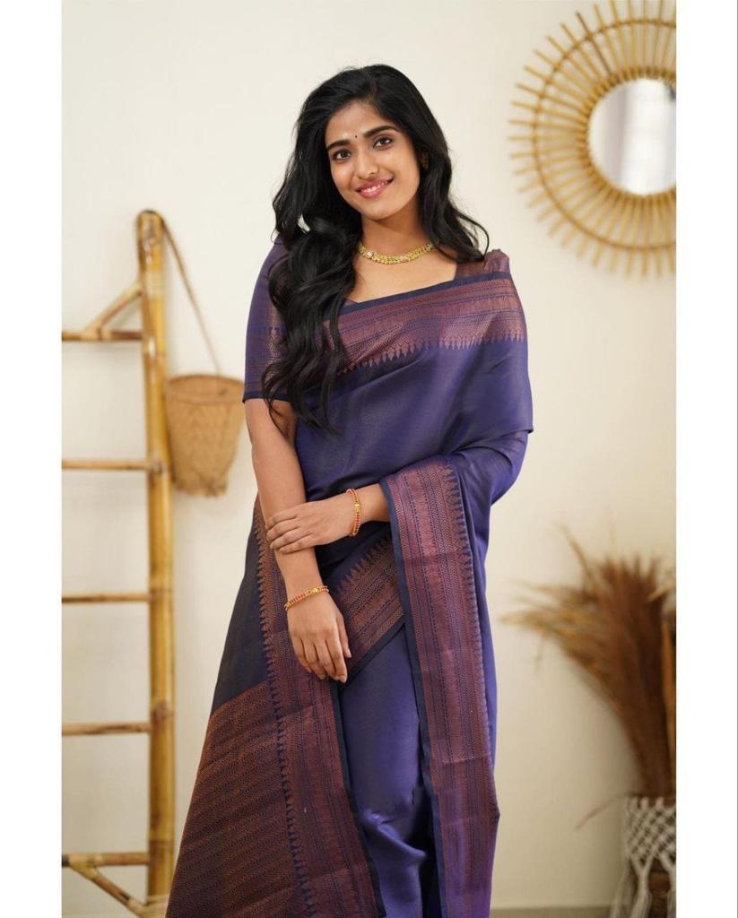 Party Wear Jacquard Soft Lichi Silk Saree With Beautiful Rich Pallu