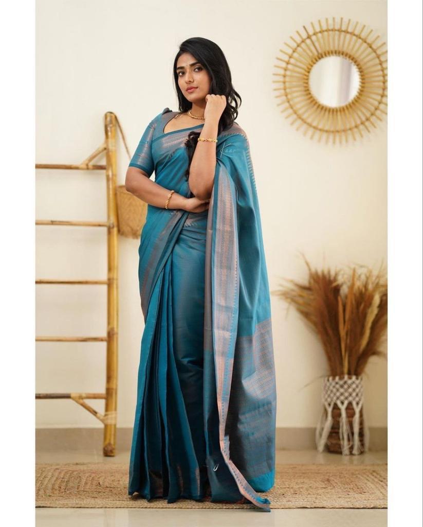 Party Wear Jacquard Soft Lichi Silk Saree With Beautiful Rich Pallu