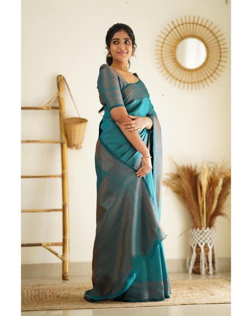 Party Wear Jacquard Soft Lichi Silk Saree With Beautiful Rich Pallu