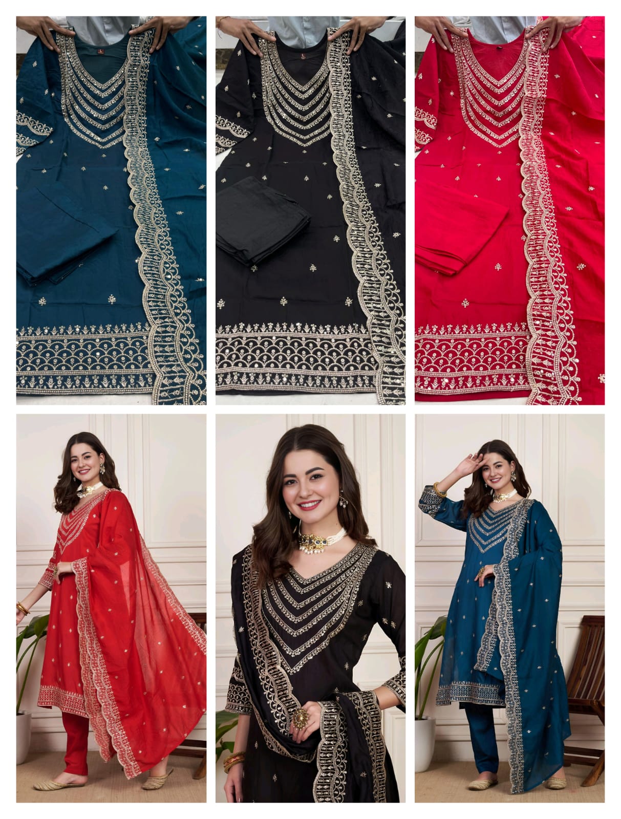 Beautiful Designer Party Wear Chanderi Silk Suit