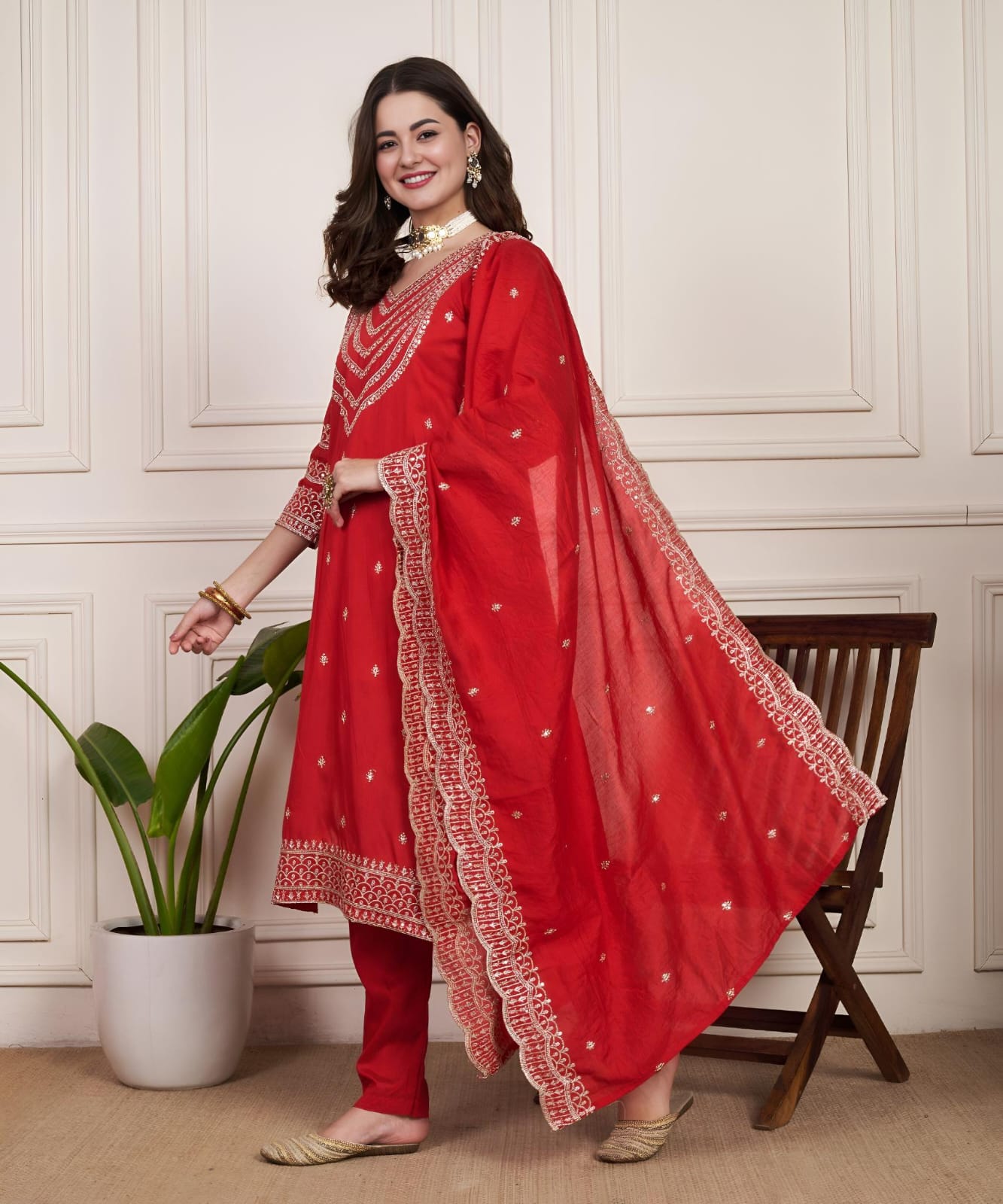 Beautiful Designer Party Wear Chanderi Silk Suit