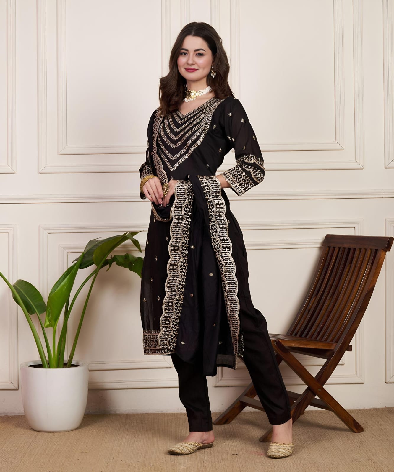 Beautiful Designer Party Wear Chanderi Silk Suit