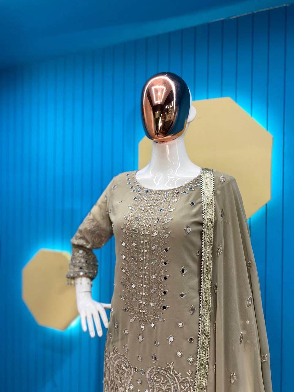 Heavy Faux Georgette Heavy Embroidery Sequence Work Suit