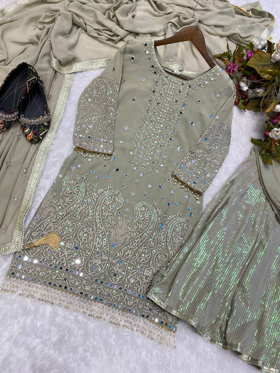 Heavy Faux Georgette Heavy Embroidery Sequence Work Suit