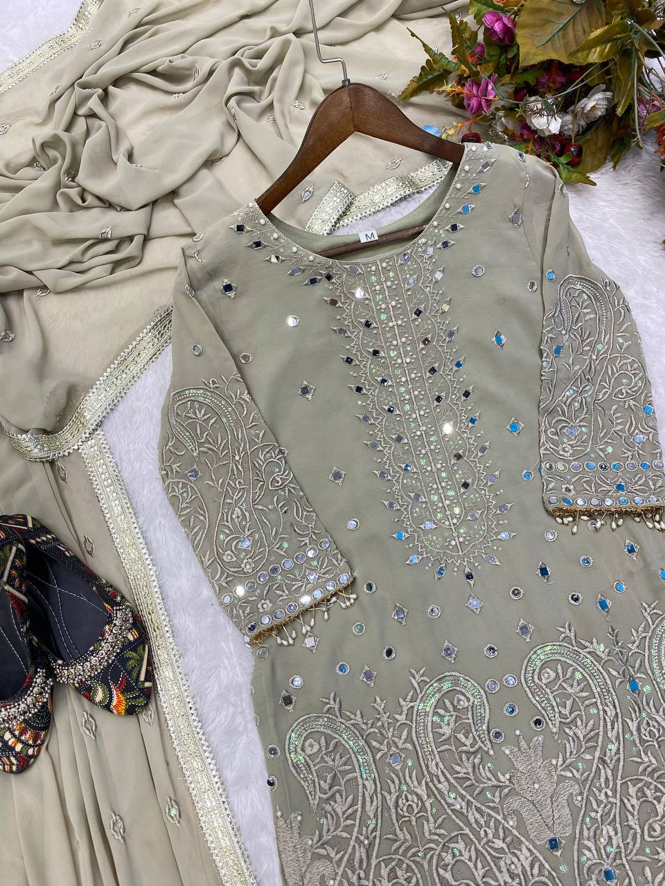 Heavy Faux Georgette Heavy Embroidery Sequence Work Suit