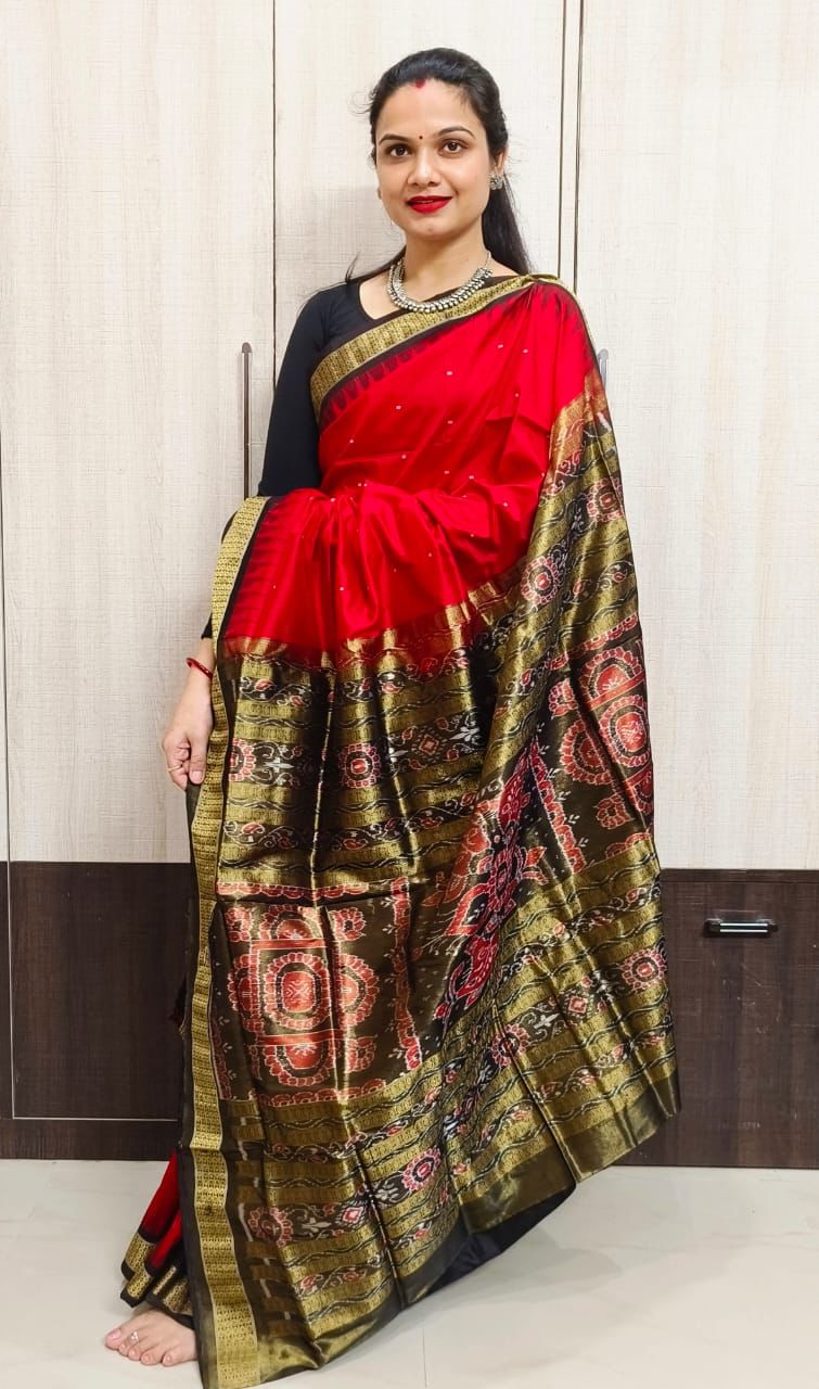 Sambalpuri Handloom Wedding Half Tissues Silk Saree